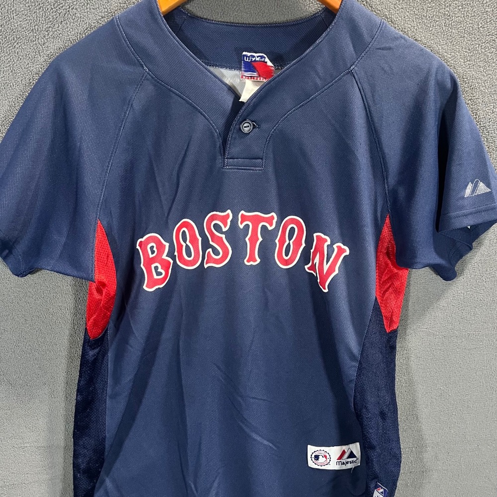 Majestic Boston Red Sox MLB Jersey Navy Blue Cool Base Mesh Side Panels